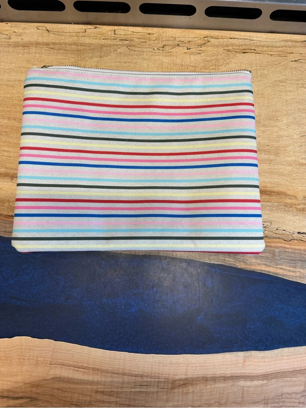 Sequin Parrot Stripe Zip Pouch - Multicolor